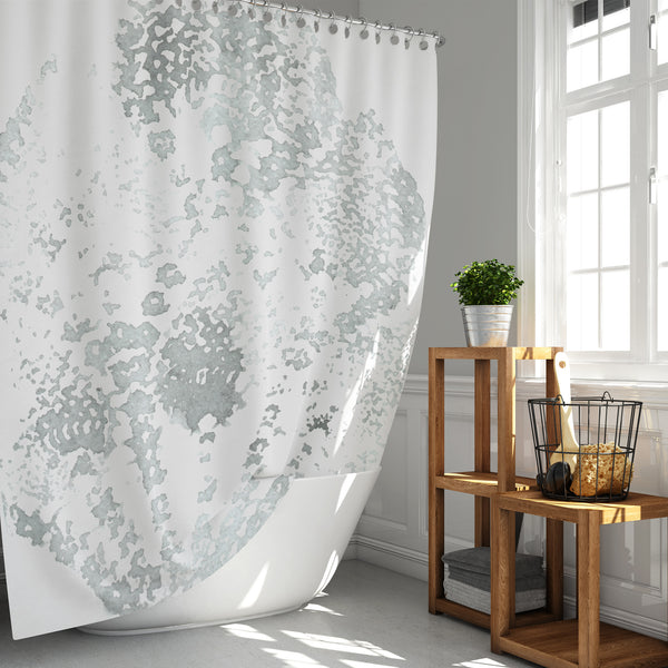 Gray and White Lace Mandala Watercolor Print Shower Curtain - Metro Shower Curtains