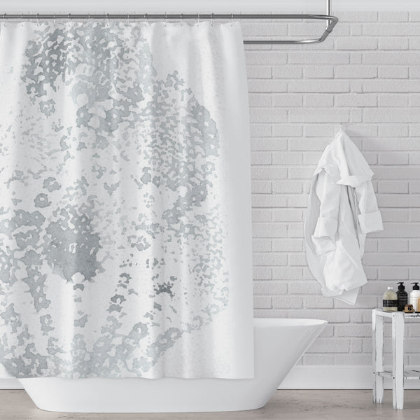Gray and White Lace Mandala Watercolor Print Shower Curtain - Metro Shower Curtains