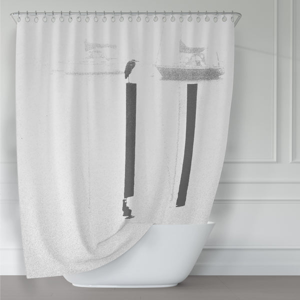 Annapolis Harbor Heron and Boats Shower Curtain