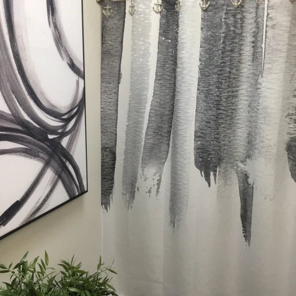 Shades of Gray Watercolor Rain Contemporary Design Shower Curtain