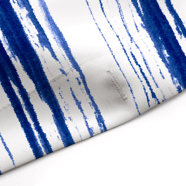 Indigo Dry Brush Stripes on Clean White Shower Curtain, Abstract Contemporary Watercolor Art - Metro Shower Curtains