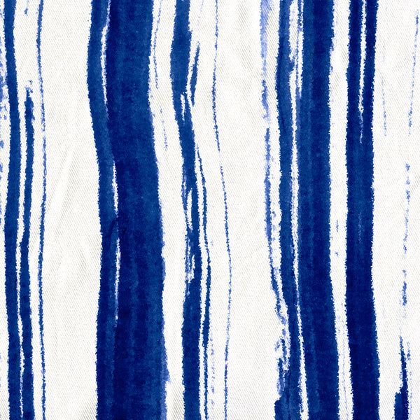 Indigo Dry Brush Stripes on Clean White Shower Curtain, Abstract Contemporary Watercolor Art - Metro Shower Curtains