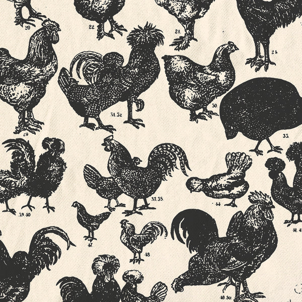 Farmhouse Chicken Vintage Print Beige on Cream Shower Curtain - Metro Shower Curtains
