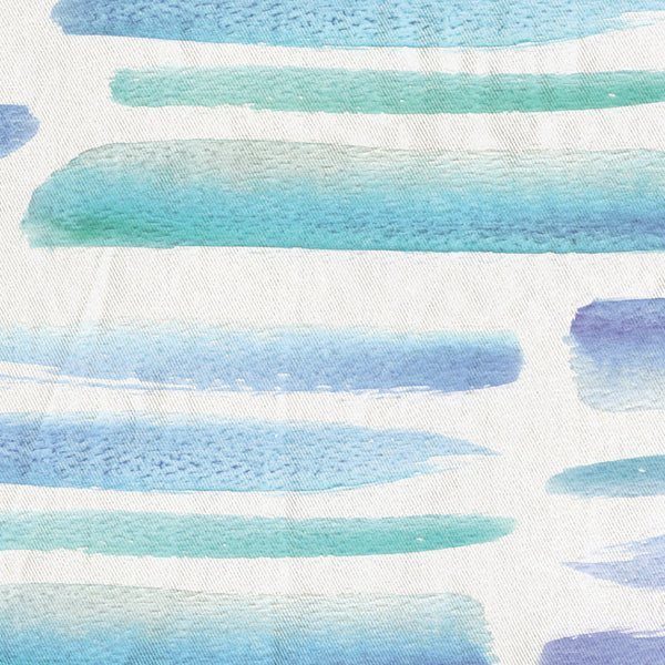 Light Blue Green & Teal Tropical Vibe Watercolor Brush Stroke Pattern Printed Fun / Mod Fabric Shower Curtain - Metro Shower Curtains