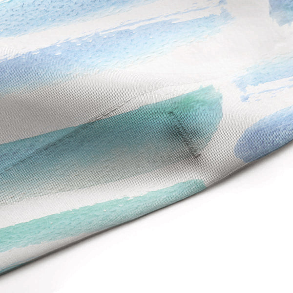 Light Blue Green & Teal Tropical Vibe Watercolor Brush Stroke Pattern Printed Fun / Mod Fabric Shower Curtain - Metro Shower Curtains