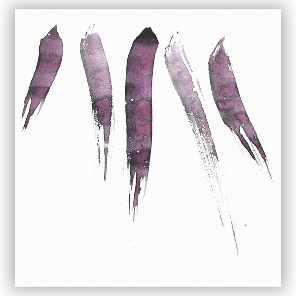 Magenta and Black on White Minimalist Large-Scale Watercolor Art Shower Curtain