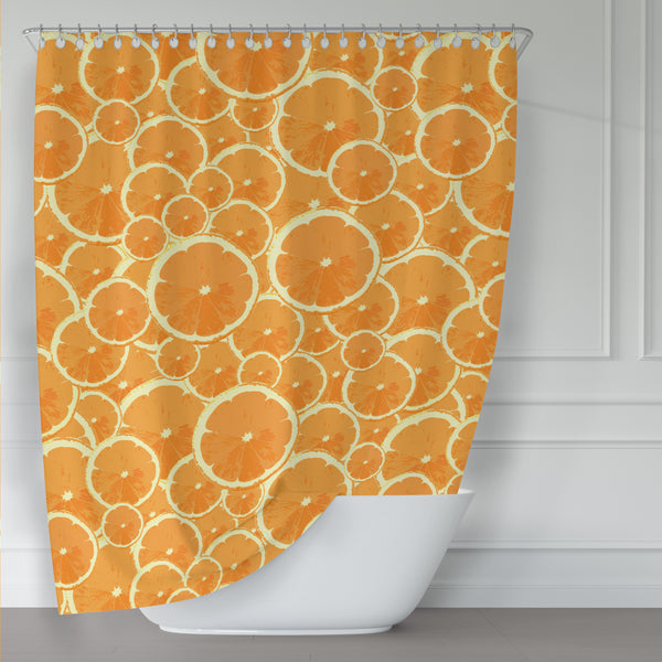 Oranges Citrus Mod Print Shower Curtain - Pattern of Orange Slices, Fun Bathroom Decor - Metro Shower Curtains