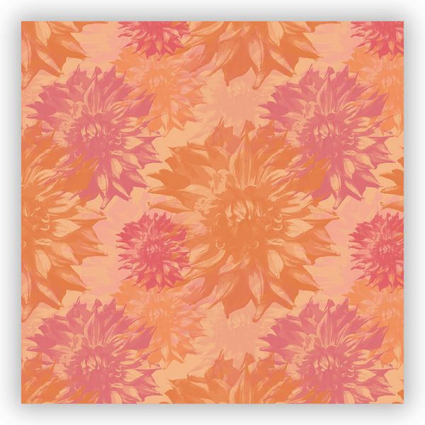 Peach and Pink Dahlia Floral Shower Curtain - Metro Shower Curtains
