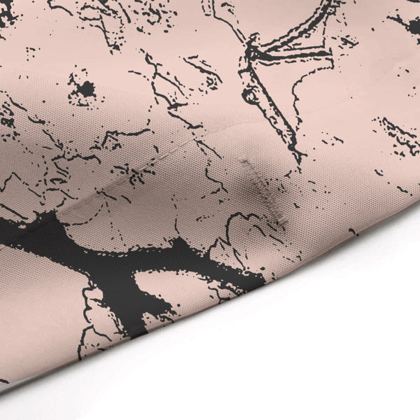 Tree in Bloom / Cherry Blossom Woodblock-Style Art Print in Soft Pink and Black Shower Curtain - Metro Shower Curtains