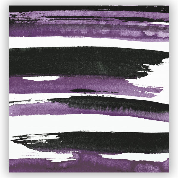 Bold Purple and Black Watercolor Stripes Mod Art Print Fabric Shower Curtain