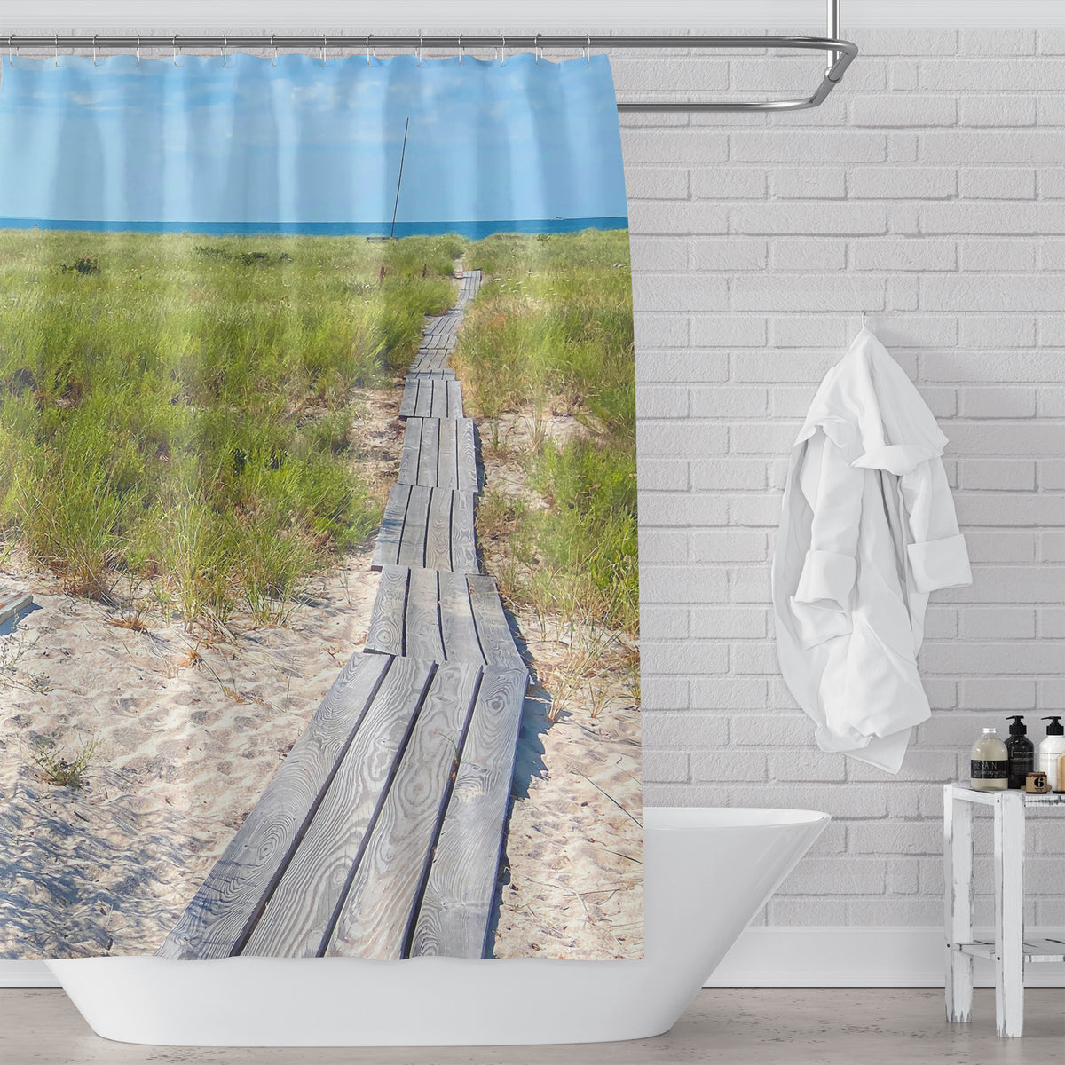 Provincetown Beach Boardwalk Shower Curtain Metro Shower Curtains
