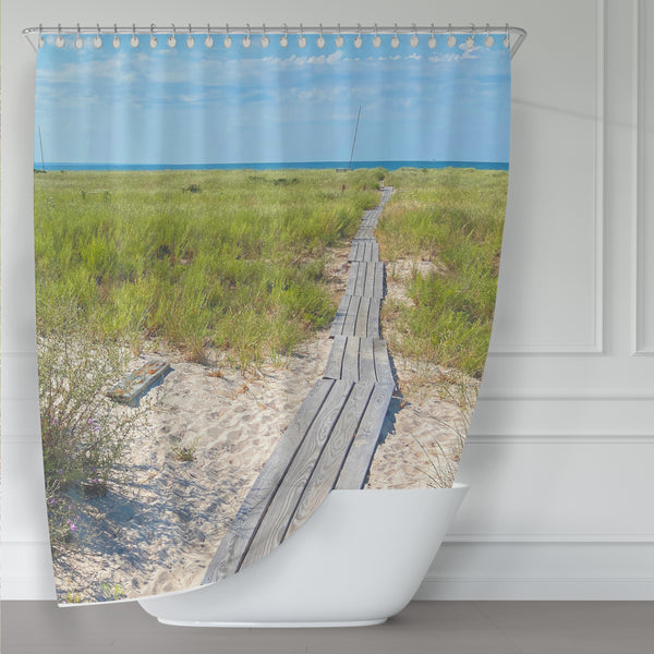Provincetown Beach Boardwalk Shower Curtain