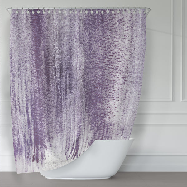 Lavender Purple Watercolor Stripes Shower Curtain