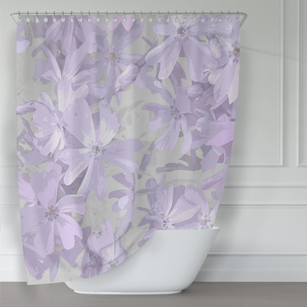 Light Purple & Gray Flower Art Print Shower Curtain