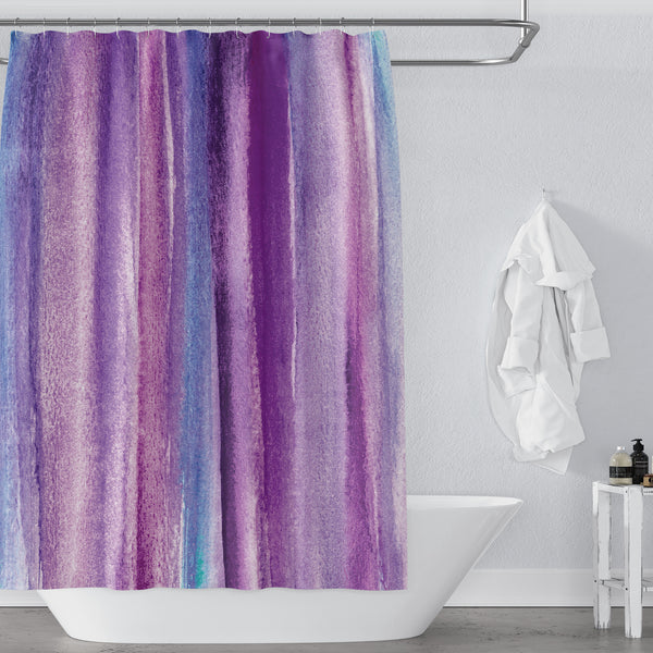 Purple Watercolor Stripes Abstract Art Print Shower Curtain - Metro Shower Curtains