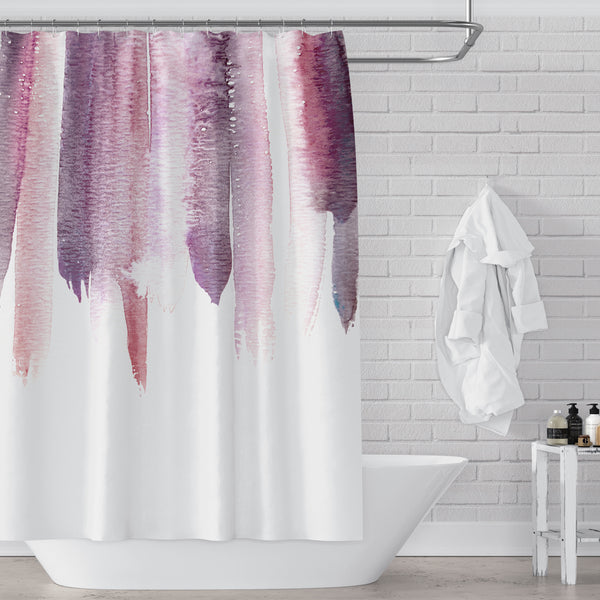 Burgundy Wine / Deep Reds Watercolor Rain Shower Curtain / Contemporary Design / Premium Fabric - Metro Shower Curtains