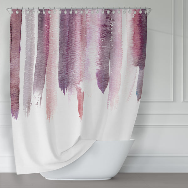 Burgundy Wine / Deep Reds Watercolor Rain Shower Curtain / Contemporary Design / Premium Fabric - Metro Shower Curtains