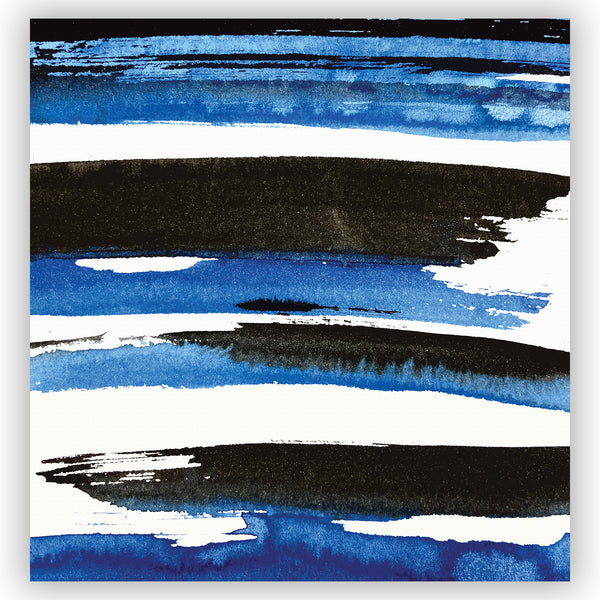 Royal Blue and Black Watercolor Shower Curtain