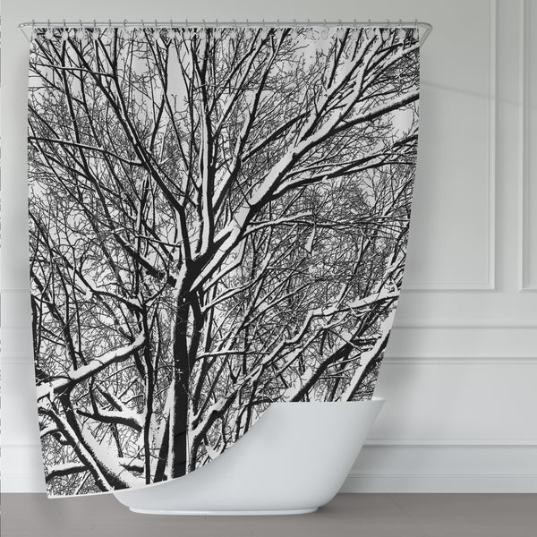 Black and White Trees in Winter Shower Curtain