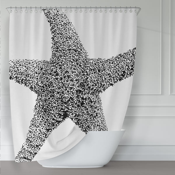 Black and White Art Print Starfish Shower Curtain - Metro Shower Curtains