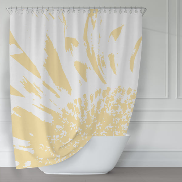 Sunflower Shower Curtain - Pale Yellow & White / Monochrome Large Scale Abstract Bathroom Art Print - Metro Shower Curtains