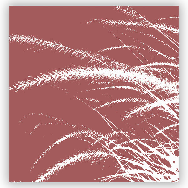 Brick Red & White Pampas Grass Print Shower Curtain - Metro Shower Curtains