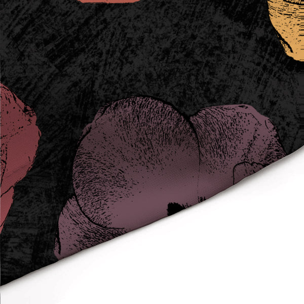 Floral Earth Tones: Poster-Style Tulips in Warm Shades of Orange and Red on Black Shower Curtain - Metro Shower Curtains