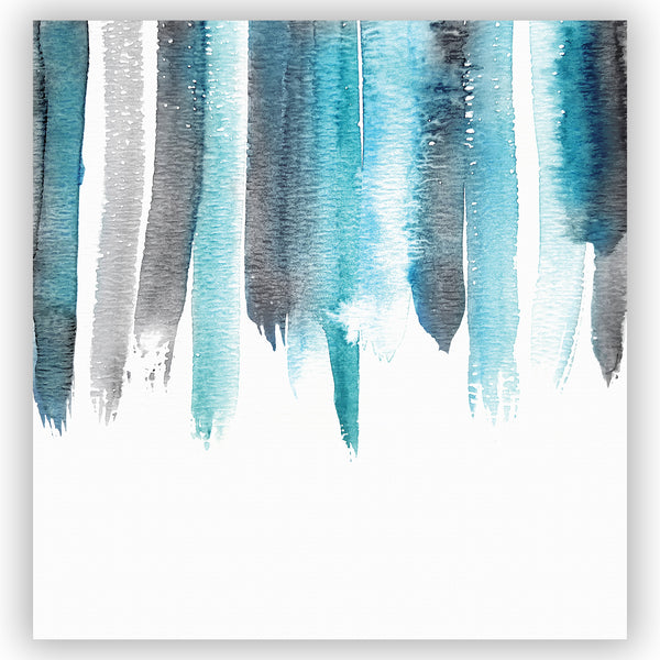 Turquoise and Gray Watercolor Rain Shower Curtain / Contemporary Design / Premium Fabric - Metro Shower Curtains
