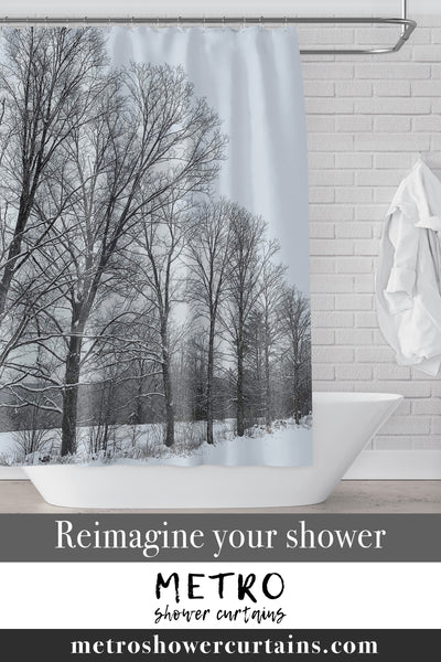 Snowy Vermont Farm & Forest Shower Curtain