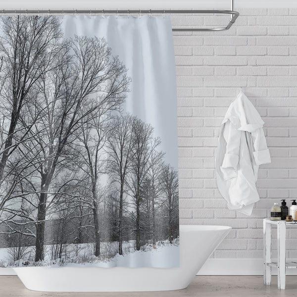Snowy Vermont Farm & Forest Shower Curtain