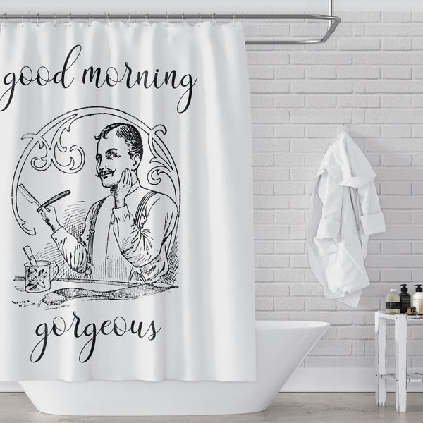 Good Morning Gorgeous Vintage Razor Ad Shower Curtain - Metro Shower Curtains