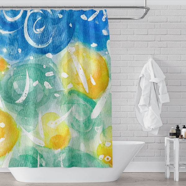 Field of Sunshine Bright and Colorful Watercolor Art Shower Curtain - Metro Shower Curtains