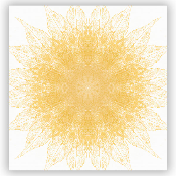 Yellow Leaves Mandala Print, Sunny Starburst Pattern Shower Curtain - Metro Shower Curtains