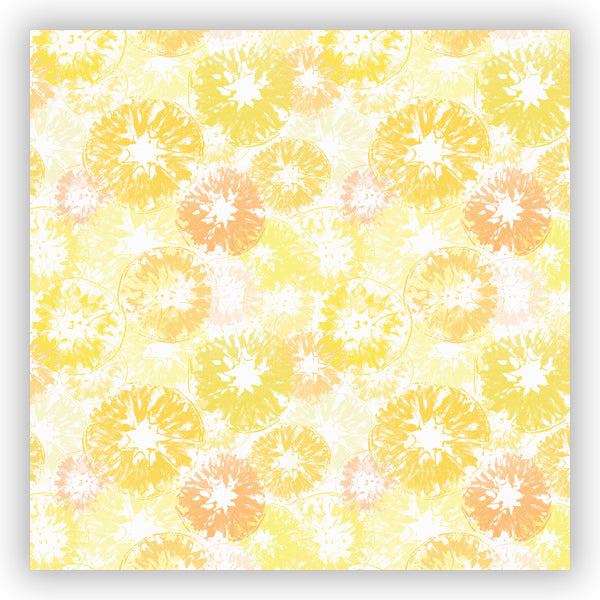 Sunny Yellow Lemon & Orange on White Citrus Print Shower Curtain - Metro Shower Curtains