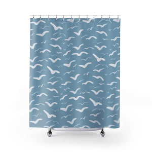 Blue Sky with Seagulls Shower Curtain
