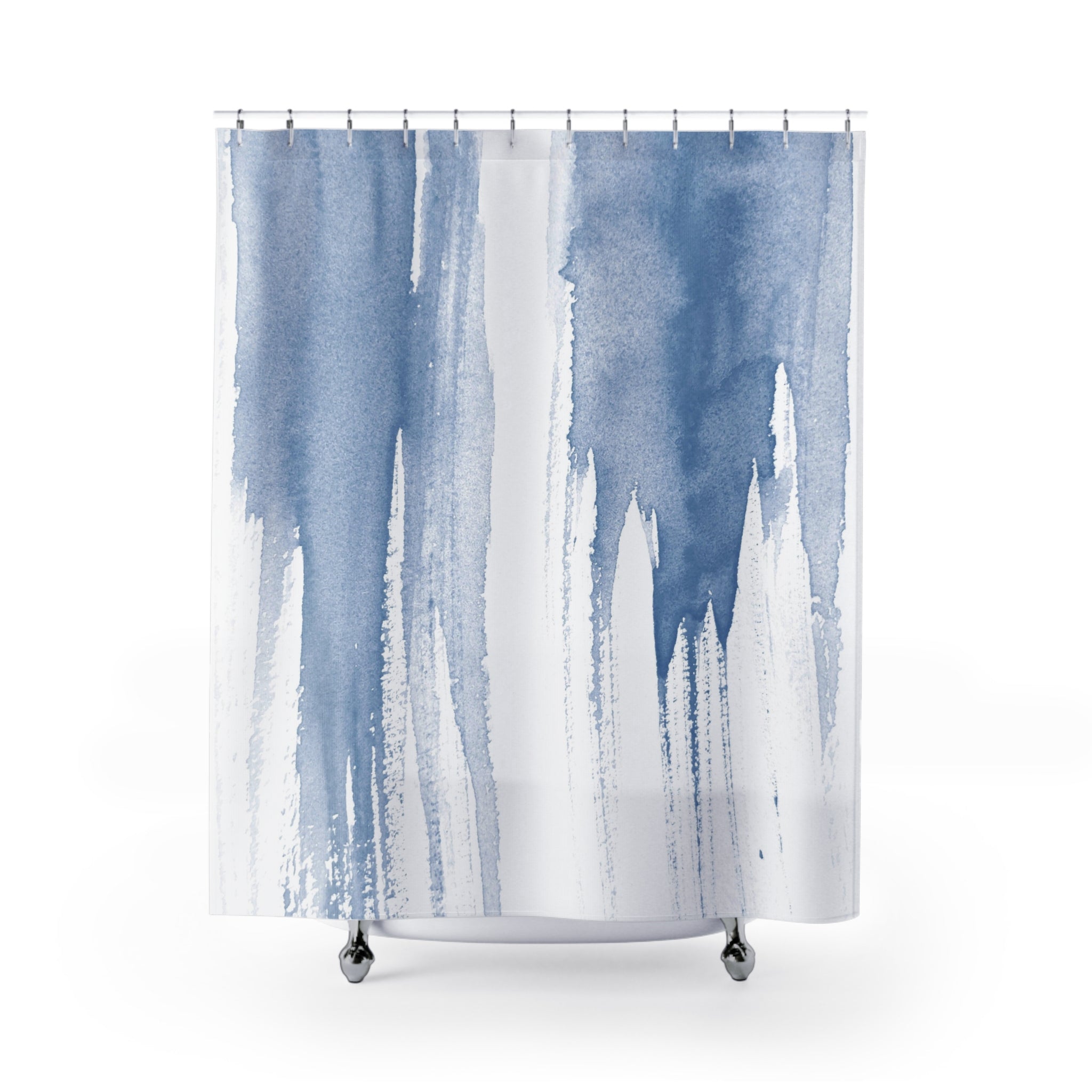 Blue Watercolor Cascade Shower Curtain