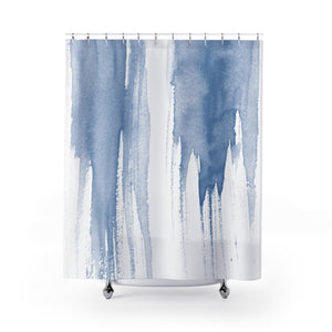 Blue Watercolor Cascade Shower Curtain