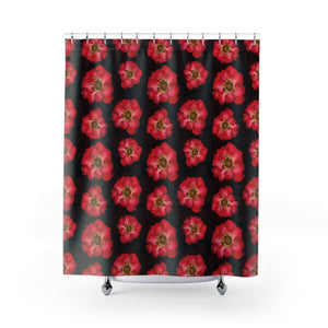 Red And Black Goth Rose Print Shower Curtain