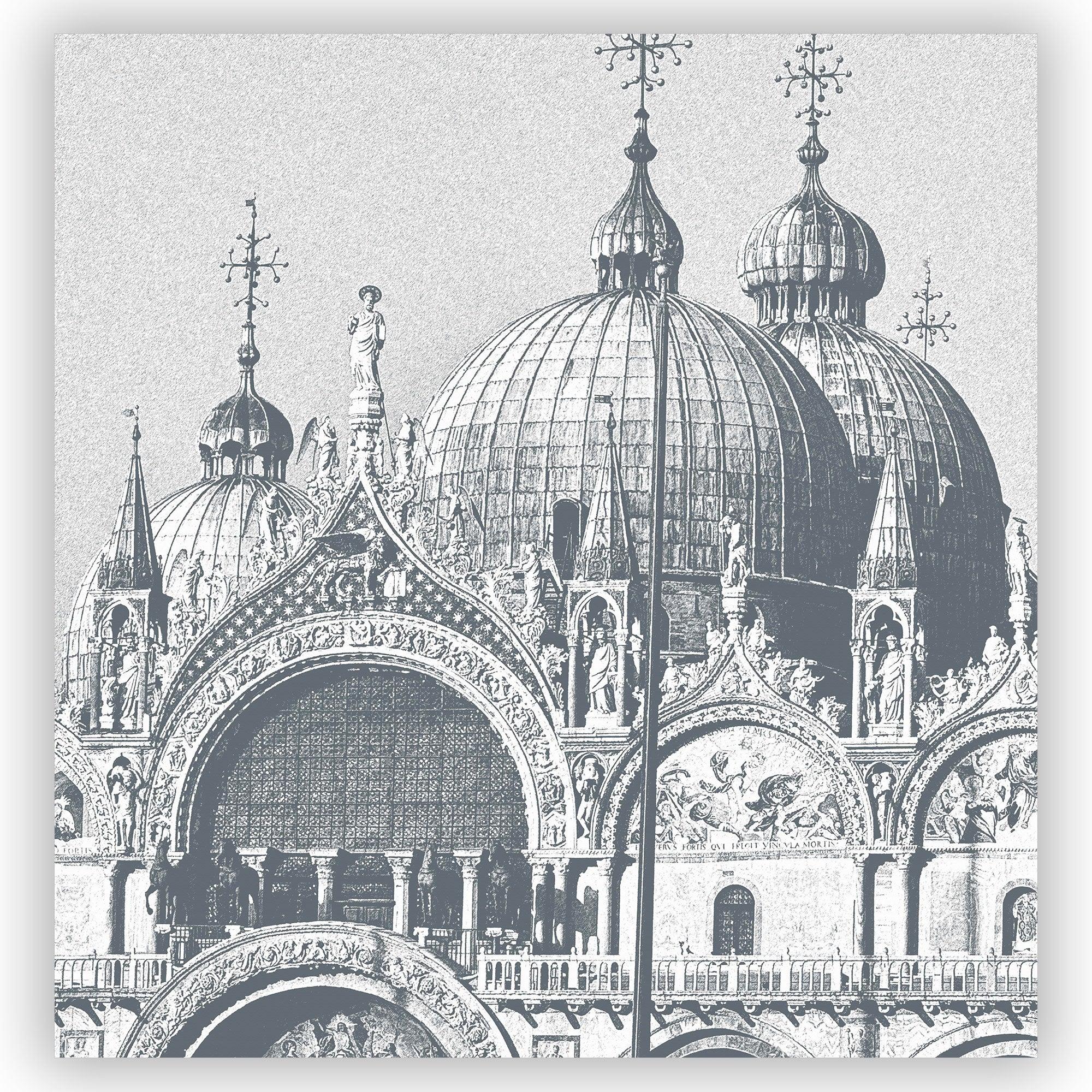 San Marco Venice Shower Curtain – Architectural Elegance in Monochrome Neutral Slate Gray & White