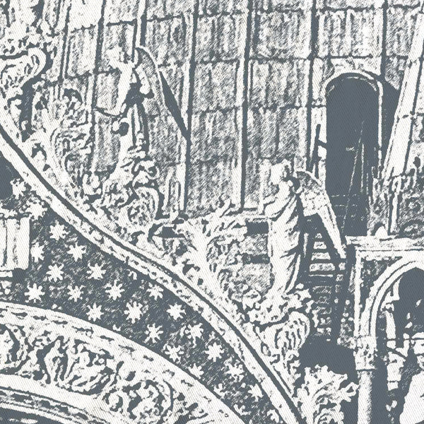 San Marco Venice Shower Curtain – Architectural Elegance in Monochrome Neutral Slate Gray & White