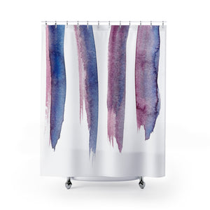 Magenta Pink and Cobalt Blue Watercolor Streaks Shower Curtain