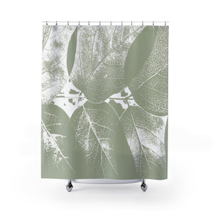 Sage Green Leaves Monchromatic Print Shower Curtain