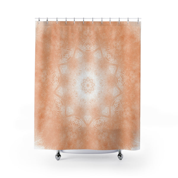 Earthy Orange Mandala Pattern Shower Curtain