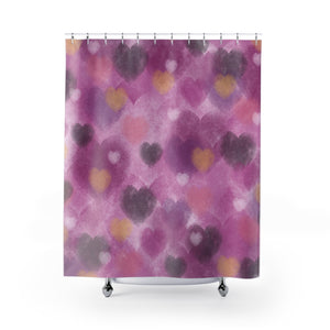Fluffy Pink Hearts Shower Curtain