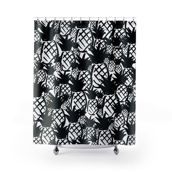 Pineapple Madness Black & White Sketch Art Shower Curtain