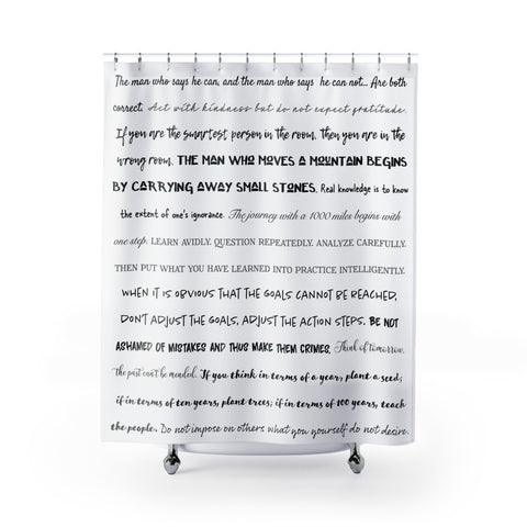 Confucius Quotes for the Bathroom Typography Stripes Shower Curtain