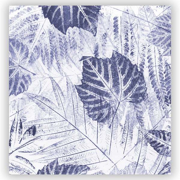 Blue Woodland Jungle Leaves (of New England) Eco Print Shower Curtain