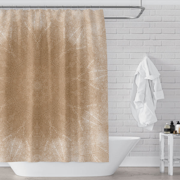 Warm Burnt Sienna / Tan Soft Mandala Rustic Fabric Shower Curtain