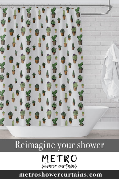 Cactus Doodles Shower Curtain