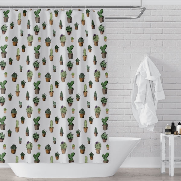 Cactus Doodles Shower Curtain